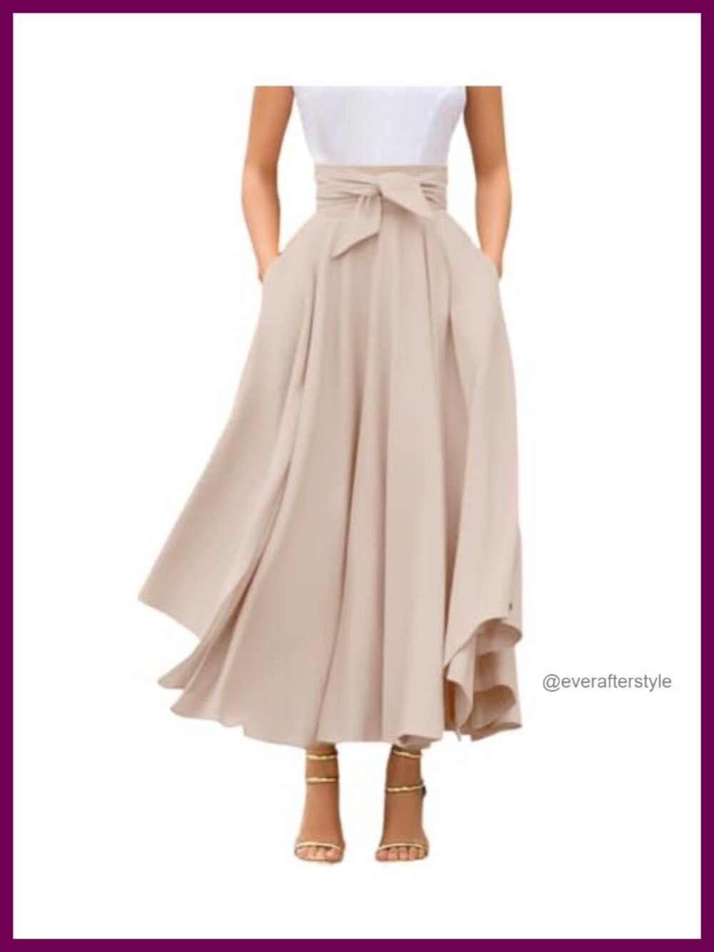 High Waisted Side Slit Maxi Skirt with Pockets A-Line Flowy